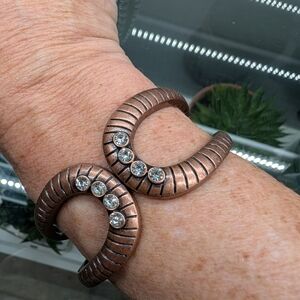 Copper Cuff Bracelet with Rhinestones